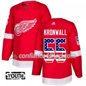 Adidas Maillot de Hockey Detroit Red Wings Niklas Kronwall 55 2017-2018 Rouge USA Flag Fashion Authentic - Enfant